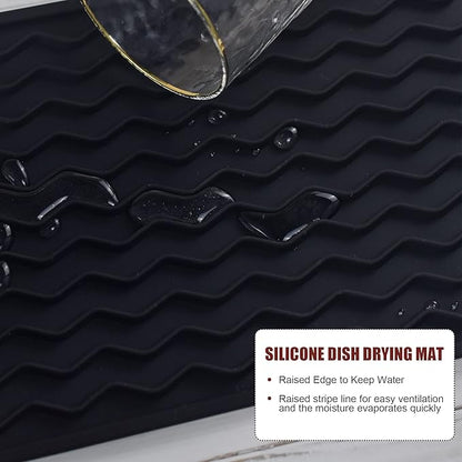 Silicone Dish Drying Mat for Multiple Usage, Easy clean, Eco-friendly, Heat-resistant Dish Drainer Mat for Kitchen Counter,Sink,Refrigerator or Drawer liner (12" x 6", Translucent) - Image 6
