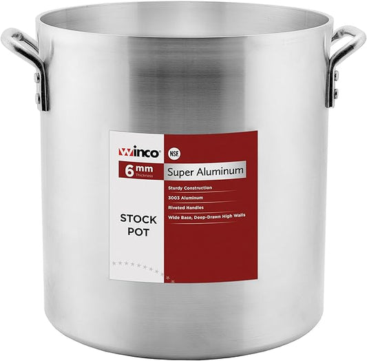 Winco USA Super Aluminum Stock Pot, Extra Heavy Weight, 40 Quart, Aluminum