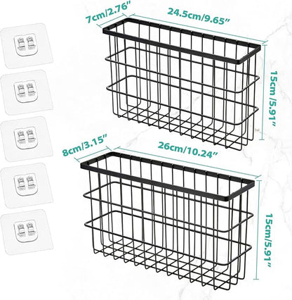 Sinnsally 2 Pack Cabinet Door Organizer,Self Adhesive Lid Organizers Inside Cabinet Storage Boxes,Hanging Storage Basket Organizer Wall Mounted Pantry Caddy Cup Holder for Kitchen,Fridge,Bathroom - Image 2
