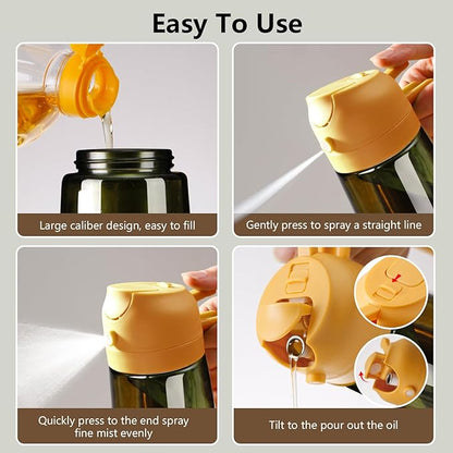 SWEET VIEW Olive Oil Dispenser and Oil Sprayer – 16oz/470ml Glass Light-Proof Oil Pourer for Kitchen, Air Fryer, Cooking, Salad, and BBQ - Image 2