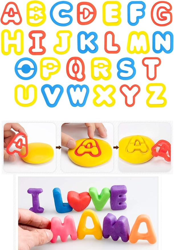 Kids Letter Molds Numeral Molds Tools Set for Preschool cognition Creative Cutting (41 Pieces)