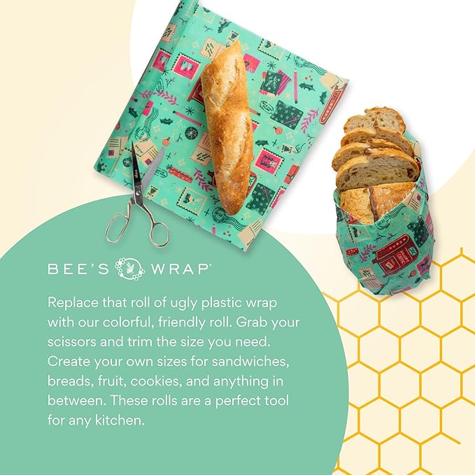 Bee's Wrap Beeswax Wraps for Food - Cut to Size 14x52" Beeswax Wrap Roll - Plastic Free Made in USA Reusable Natural Food Wrap - Seasons Greetings - Image 5
