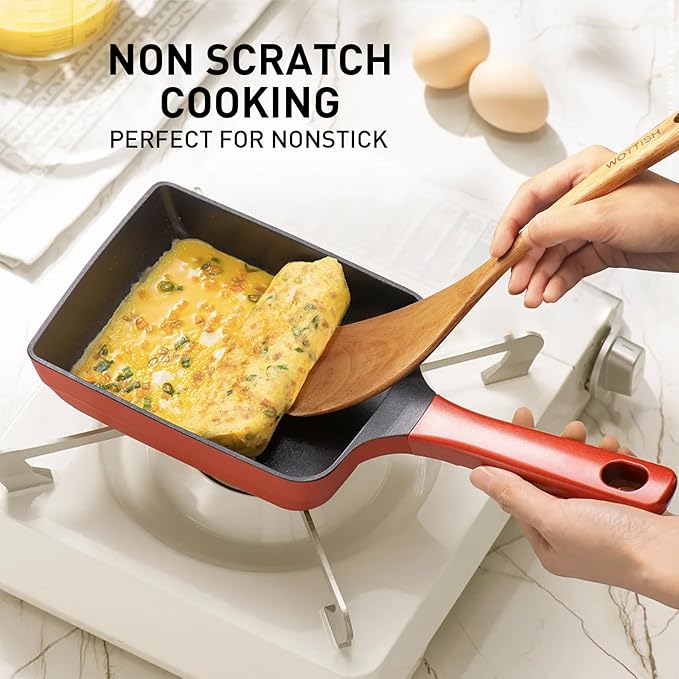 Wooden Spoons for Cooking - 5-Piece Wooden Kitchen Utensil Set made of Natural Solid Wood Material - Includes Salad Spoons, Spaghetti Spoon,Slotted Spatula, Salad Fork, Flat Spatula(A05) - Image 4
