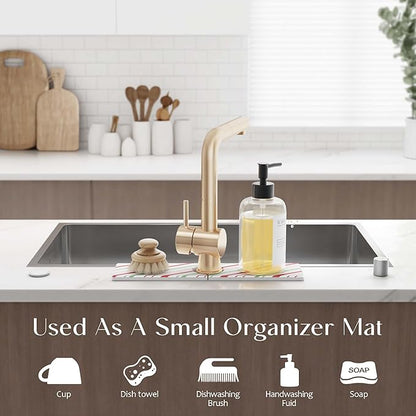 Stone Faucet Mat for Kitchen Sink, Diatomite Drying Stone Mat for Kitchen Counter, Prevent Moisture – Sink Splash Guard for Holiday Gift Home Decor (Red/Green, 15.7''x3.9'')