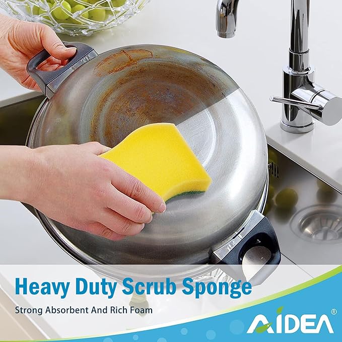 AIDEA Sponges Kitchen, 50 Pack Heavy Duty Dish Sponge, Cleaning Dish Scrubber for Home and Kitchen, Stink-Free Cleaning Supplies for Pots, Pans - Image 5