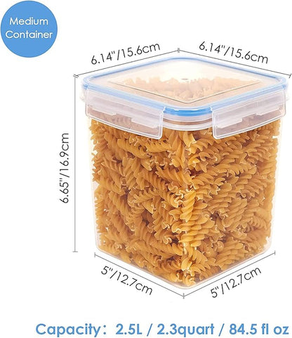 Vtopmart Food Storage Containers 2.5L / 84.5oz, 4 Pieces BPA Free Plastic Airtight Canister for Flour, Sugar, Baking Supplies, with 4 Measuring Cups and 24 Labels, Blue - Image 2