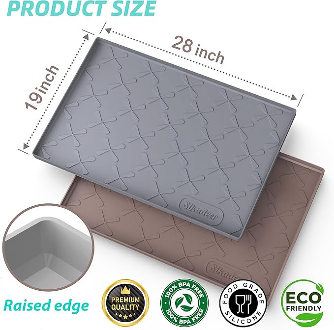 SIKADEER 28" x 19" Under Sink Mat Waterproof, Silicone Mat Kitchen Drawer Shelf and Cabinet Liner, Sink Protector for Kitchen Organizers and Storage, Boot Tray Pet Food Mats - Image 3