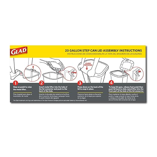 Glad Kitchen Trash Can 20 Gallon | Large Plastic Waste Bin with Odor Protection of Lid | Hands Free with Step On Foot Pedal and Garbage Bag Rings, 20 Gallon, White - Image 3