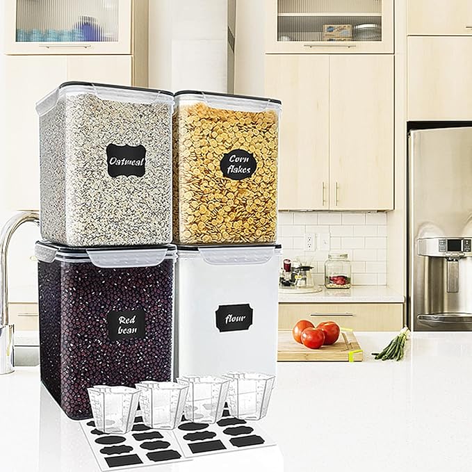 VERONES Large Tall Airtight Food Storage Containers, 10 PACK Plastic Airtight Kitchen & Pantry Organization, Ideal for Flour & Sugar Plastic Canisters with Labels - Image 7