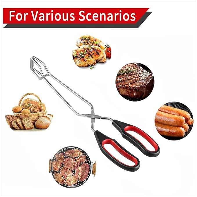 2-Pcs Stainless Steel Scissor Tongs, 9.25-Inch and 11-Inch set Kitchen cooking grilling tongs - Image 4