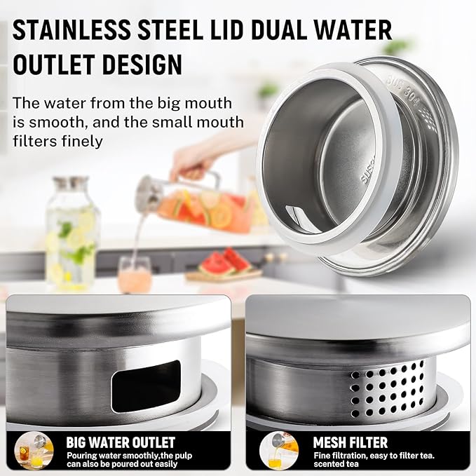 Netany 2 Pack 1.2 Liters/40 oz Small Square Glass Pitcher with Lid and Handle for Fridge, Iced Tea and Coffee Carafe Storage Container, Resistant to Hot and Cold Borosilicate Jug - Image 5