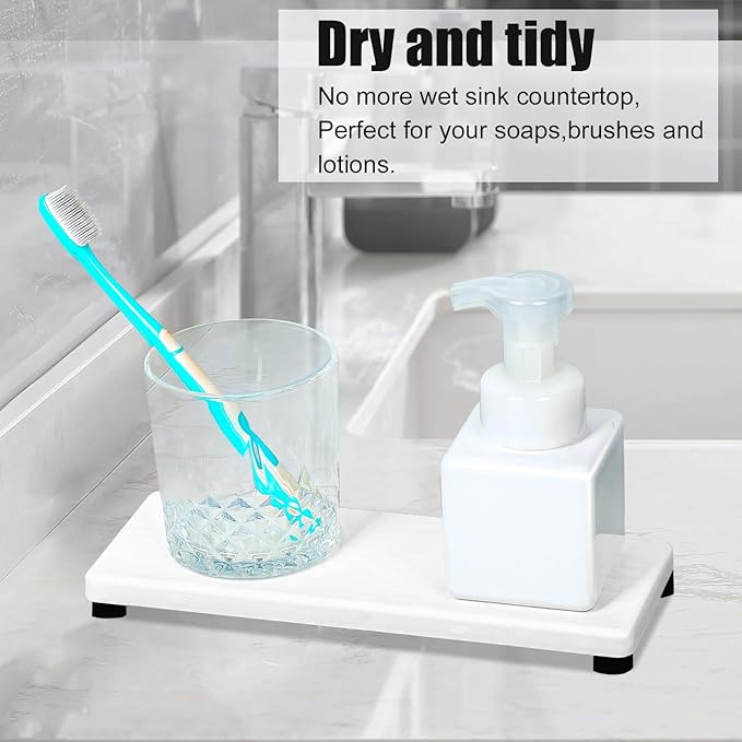 3PCS Stone Drying Tray, Water Absorbing Stone Tray for Sink, Stones Soap Trays, Fast Dry Diatomite Stones Mat,Used for Hand Soaps,Sponge,Toothbrush Holder in Bathroom Counter and Kitchen Sinks - Image 6