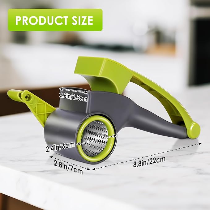 MASTERTOP Cheese Grater,Handheld Rotary Cheese Grater with 4 Stainless Steel Drums,Kitchen Graters Hand Crank for Cheese, Vegetables,Nuts,Chocolate
