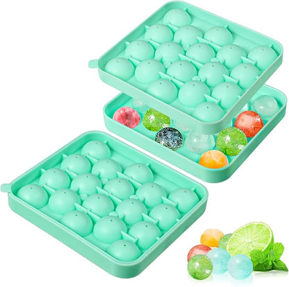 Webake 2 Pack Sphere Ice Cube Trays - 1.1" Small Round 36pcs Ice Ball Maker, Flexible Silicone Molds for Cocktails, Whiskey, Tea & Coffee - Easy Release & BPA Free (Green)
