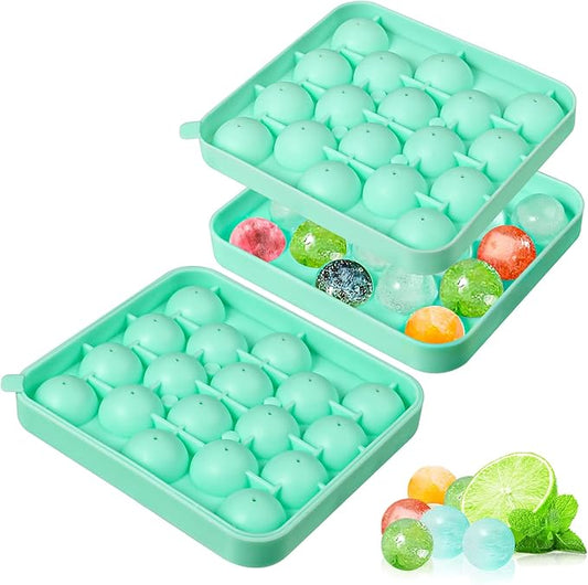 Webake 2 Pack Sphere Ice Cube Trays - 1.1" Small Round 36pcs Ice Ball Maker, Flexible Silicone Molds for Cocktails, Whiskey, Tea & Coffee - Easy Release & BPA Free (Green)