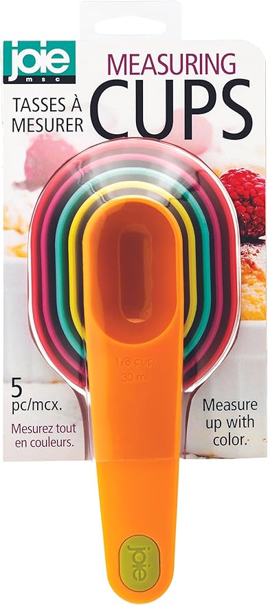 Joie Measuring Cups Set, Plastic, Assorted Colors, Baking, Cooking, Measure, Cakes, Cookies, Pies, 5 pc by TheJoie