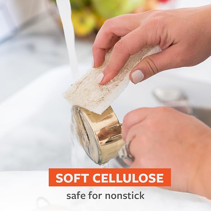 Full Circle Coconut Scrubber Sponges, Pack of 2 – Dual-Sided, Plant-Based Sponges Made with Coconut Shells, Cellulose & Recycled Materials, Safe for Nonstick Cookware - Image 3