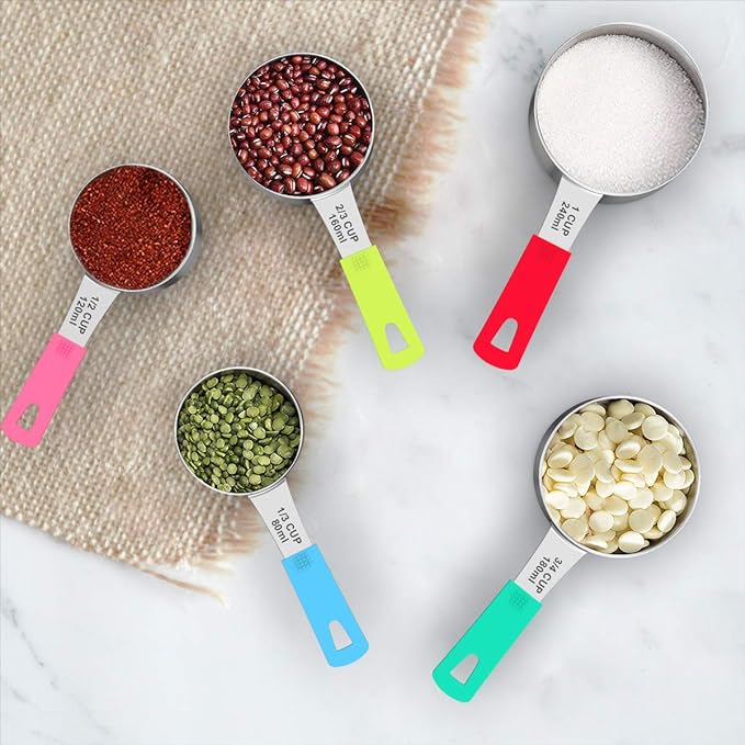 Wildone Measuring Cups & Spoons Set of 18 - Includes 8 Stainless Steel Nesting Measuring Cups, 9 Measuring Spoons, 1 Leveler, Ideal for Dry and Liquid Ingredients - Image 6