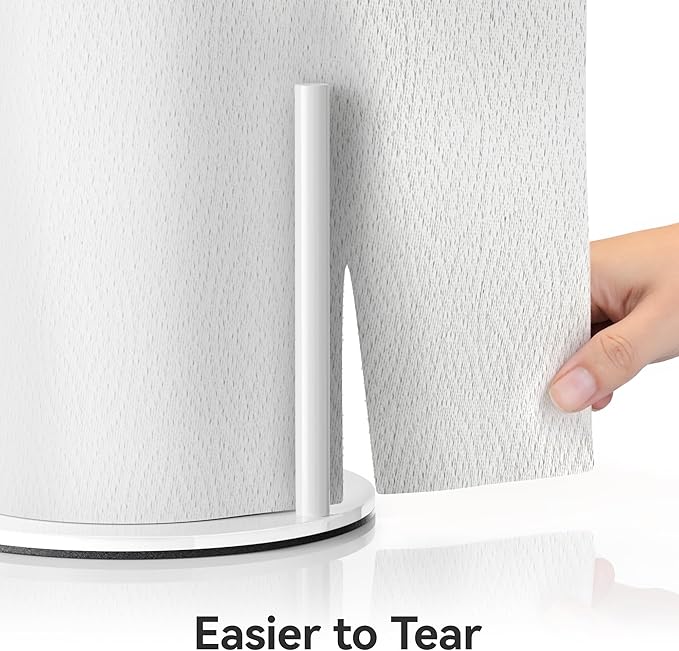 Paper Towel Holder Countertop, Stainless Steel, White, for Kitchen, Pantry, RV - Image 2