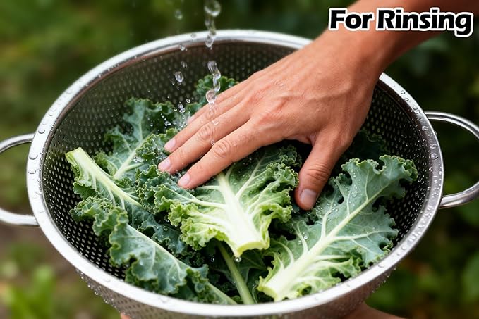 Leonyo Stainless Steel Colander for Kitchen, Micro-Perforated Metal Strainer with Handles for Draining Pasta, Strainers and Colanders Set of 3(1-3-5Quart) for Rinsing, Steaming, Dishwasher Safe - Image 7