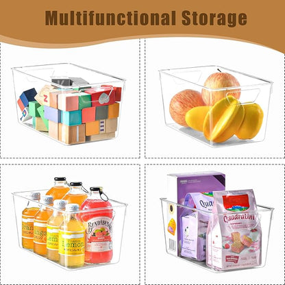 12 Pack Middle Organizers and Storage, Pantry Organization and Storage Bins, Cabinet Organizer, Clear Plastic Storage Containers with Handle，Acrylic Storage Bins for Cabinet, Fridge - Image 3