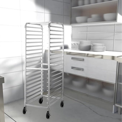 HALLY SINKS & TABLES H Bun Pan Rack 20 Tier with Wheels, Commercial Bakery Racking of Aluminum for Full & Half Sheet - Kitchen, Restaurant, Cafeteria, Pizzeria, Hotel and Home, 26" L x 20" W x 69" H - Image 7