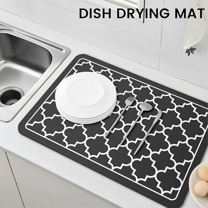 WISELIFE Dish Drying Mat Super Absorbent Drying Mat Large Dish Drying Mats for Kitchen Counter Easy Clean Dish Mat Kitchen Drying Mat16"x 24" Stylish Black - Image 7