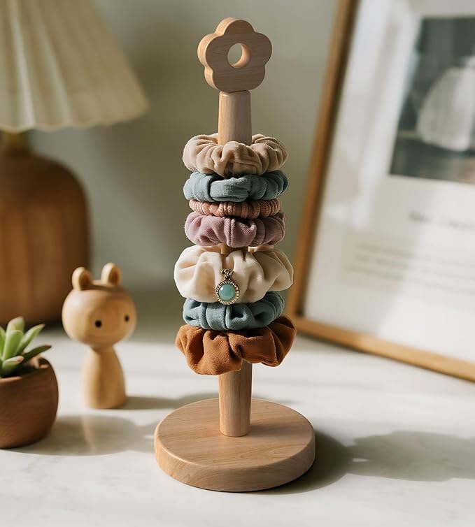 KitchLife Cute Wooden Paper Towel Holder for Countertop with Weighted Base – Solid Freestanding Paper Towel Stand Dispenser with Anti-Slip Base, Flower Top - Image 8