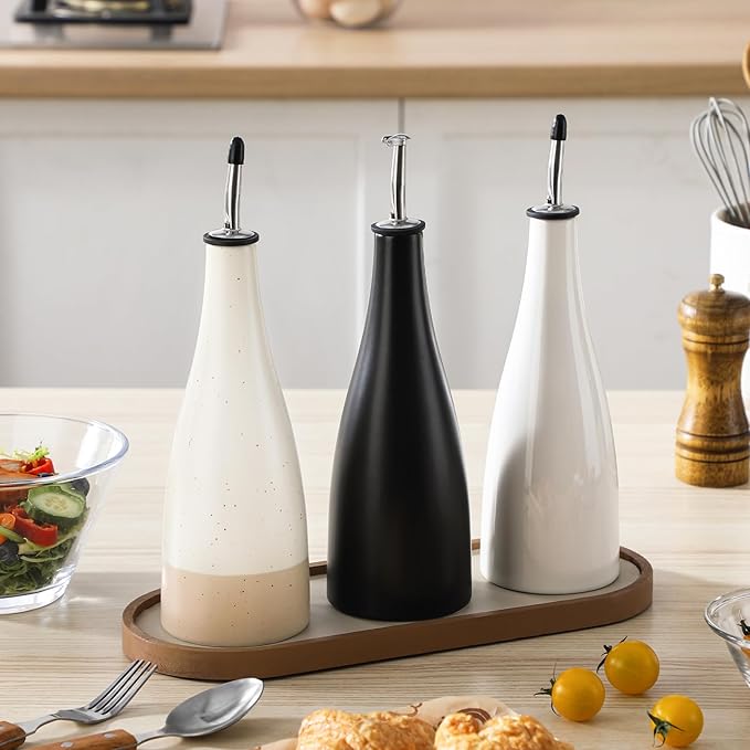 vancasso 16 Oz Ceramic Olive Oil Dispenser Bottle, Bottle Dispenser with Spout and Funnel for Kitchen,Suitable for Oil, Vinegar, Coffee Syrups & Other Liquids，BK - Image 9