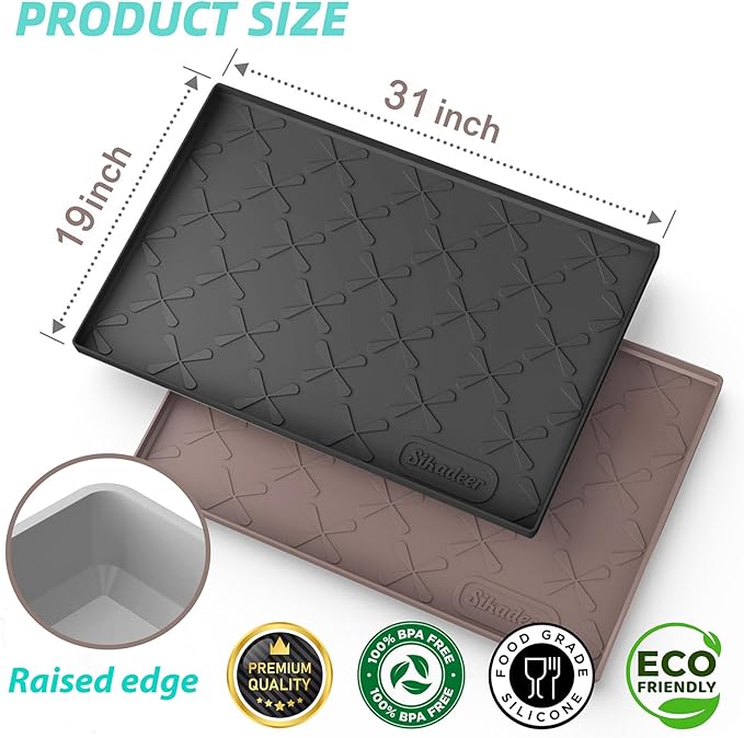 SIKADEER 31" x 19" Under Sink Mat Waterproof, Silicone Mat Kitchen Drawer Shelf and Cabinet Liner, Sink Protector for Kitchen Organizers and Storage, Boot Tray Pet Food Mats - Image 3