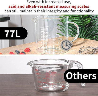 77L Glass Measuring Cup, [Insulated handle, V-Shaped Spout], High Borosilicate Glass Measuring Cup for Kitchen or Restaurant, Easy To Read, 2000 ML (2 Liter, 8 Cup) - Image 4