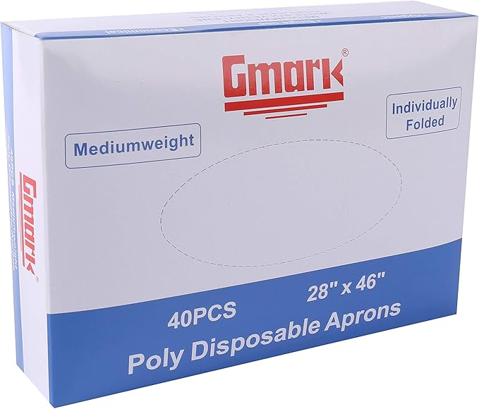 Gmark Poly Apron Individual Wrapped, Medium Weight, Disposable Polyethylene PE Aprons Waterproof, Food, Cooking 100pcs GM0002 - Image 3