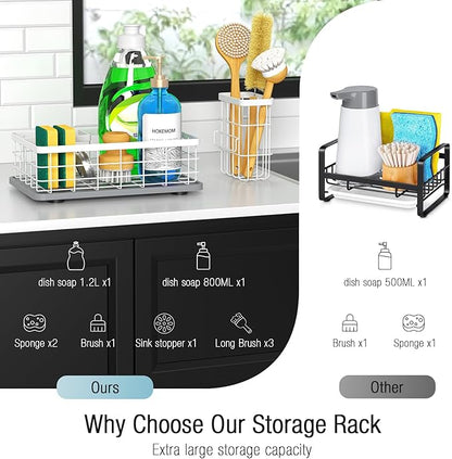 Kitchen Sink Caddy Organizer, [Stay-Dry Anywhere & No Drainage Needed] Sponge Holder for Kitchen Sink Countertop,Stainless Steel with Rust-Resistant Coating-10.24" L x 6.5" W x 5.83" H - Image 5