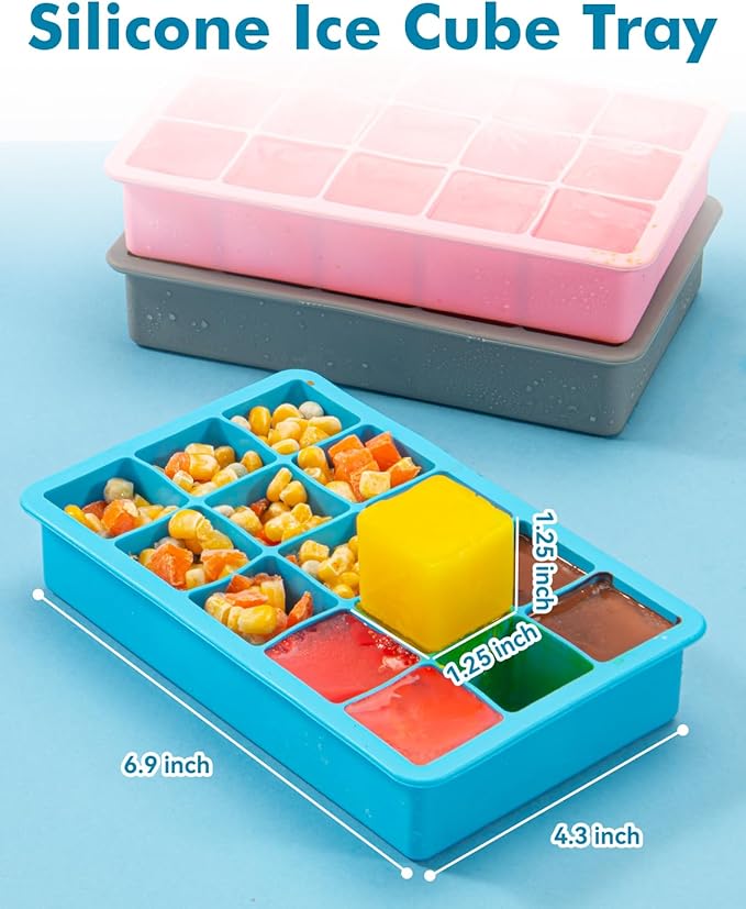 Silicone Ice Cube Trays for Freezer Set of 2- Square Ice Cubes Mold-Easy Release Silicone Old Fashioned Ice Cube Tray-Mini Fridge Rubber Ice Cube Tray for Whiskey Cocktail Coffee Soup - Image 4