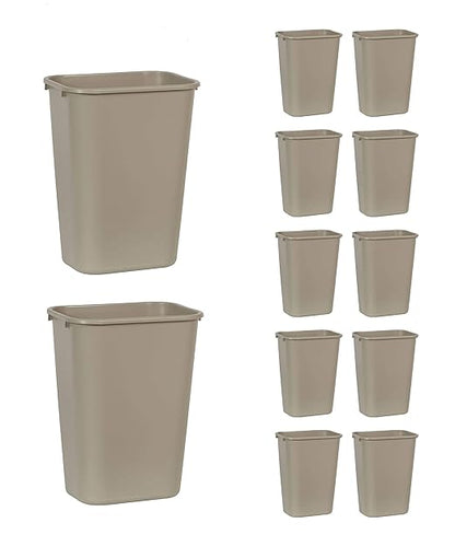 Rubbermaid Commercial Products Deskside Wastebasket/Trash Can, 10.25-Gallon/41-Quart, Beige, Plastic, Garbage Can for Home/Office, Fits Under Desk/Sink/Cabinet, Pack of 12 by RubbermaidCommercialProducts