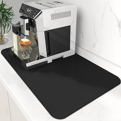 WISELIFE Coffee Mat Super Absorbent Dish Drying Mat Coffee Bar Accessories Match with Machine Large Drying Mats for Kitchen Counter 12" W x 19" L, Black by WiseLife