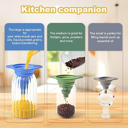 Kitchen Funnel Set of 3,Small and Large,Funnels for Kitchen Use Filling Bottle,Folding Silicone Funnel Used for Transferring Liquids in The Kitchen - Image 6