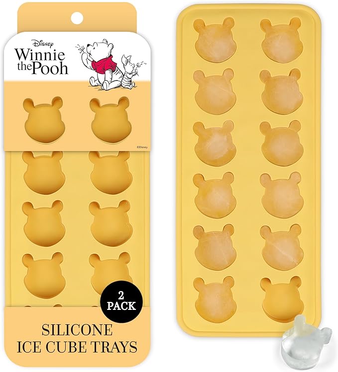 Disney Pooh Silicone Ice Cube Tray – 2 Pack Ice Trays for Freezer with Fun Pooh Ice Molds – Flexible BPA-Free Silicone Molds for Ice, Chocolate, and More