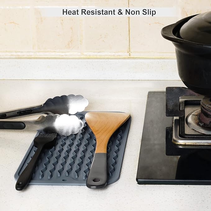 ZLR Silicone Dish Drying Mat for Kitchen Counter, Eco-Friendly Fast Dry Dish Mat, Easy Clean Multi Usage Drying Matt, Heat Resistant Trivet, 6" x 12" Extra Small, Dark Gray - Image 9
