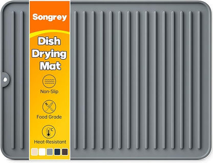 Songrey 16" x 12" Silicone Dish Drying Mat, Kitchen Counter Drying Pad for Sink Dishes or Under Rack, Multi-Use as Heat Resistant Trivet, Coffee Bar Mat by Unknown