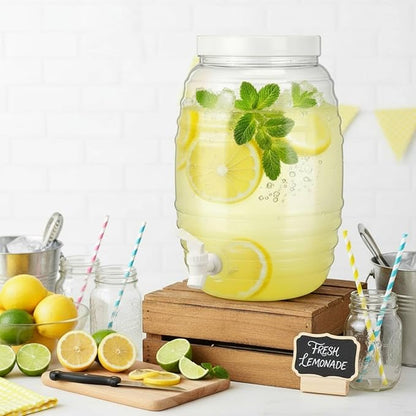 Honeydak 1 Pcs 2.7 Gallon Plastic Beverage Dispenser with Spigot Clear Extra Large Plastic Beverage Dispenser Summer Drink Holder with Tap for Party Lemonade Cold Water Beer