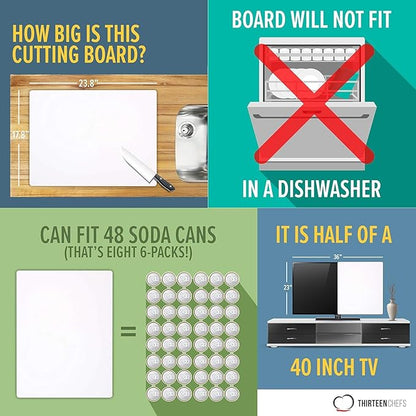 Thirteen Chefs Extra Large 24 x 18 Plastic Cutting Board - 1/2" Thick White HDPE for Restaurants and Professional Kitchens - Image 6