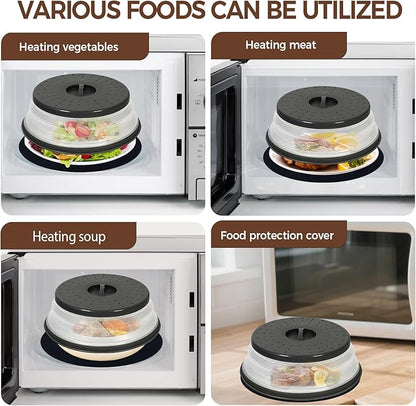 12 Inchs Microwave Splatter Cover & Silicone Mat, Large Vented Collapsible Guard dish Plate lid & Round Kitchen mat for food