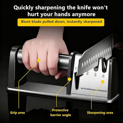 Knife Sharpeners, 4 in 1 Professional Chef's Kitchen Knife Accessories, Kitchen Blade & Scissors Sharpening Tool, Versatile Manual Knife Sharpener, Easy to Use, for Kitchen Knife - Image 5