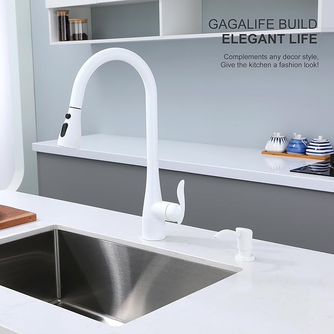 GAGALIFE Soap Dispenser for Kitchen Sink, Kitchen Sink Soap Dispenser with 17 Ounce Large Pet Soap Bottle, in Sink Soap Dispenser Refill from The Top, White - Image 6
