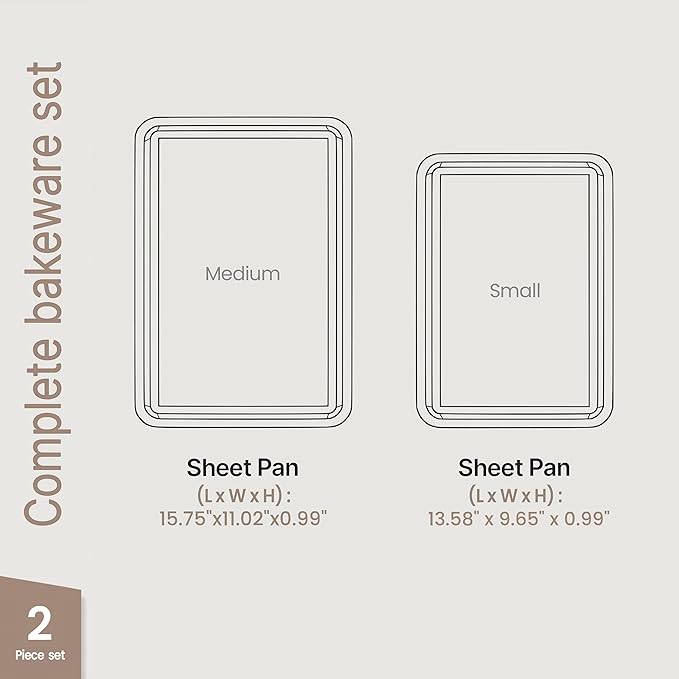 Diamond Bottom Cookie Sheet Set of 2, Nonstick White Marble Carbon Steel Baking Pans for Crisp Baking, Space-Saving Stackable Trays, PFOA, PFOS, PTFE Free, Oven Safe Up to 450°F, Small & Medium Pans - Image 2