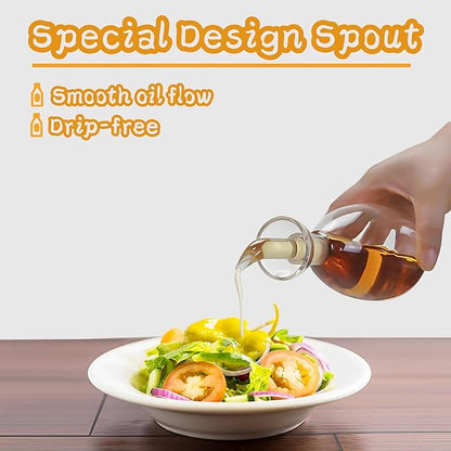 Affogato Glass Oil Bottle with Spout, Olive Oil Dispenser Vinegar Drizzler Pourer Stopper Pot, Soy Sauce Vinegar Cruet Non Drip Heat-Resistant for Cooking Kitchen Restaurant BBQ (20 oz)