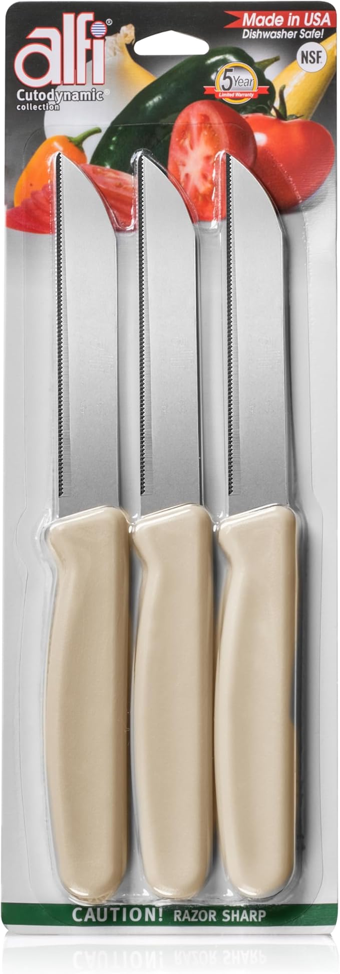 Alfi All-Purpose Knives Aerospace Precision Pointed Tip - Home And Kitchen Supplies - Serrated Steak Knives Set | Made in USA (Ash) by ALFI