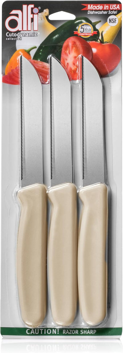 Alfi All-Purpose Knives Aerospace Precision Pointed Tip - Home And Kitchen Supplies - Serrated Steak Knives Set | Made in USA (Ash) by ALFI