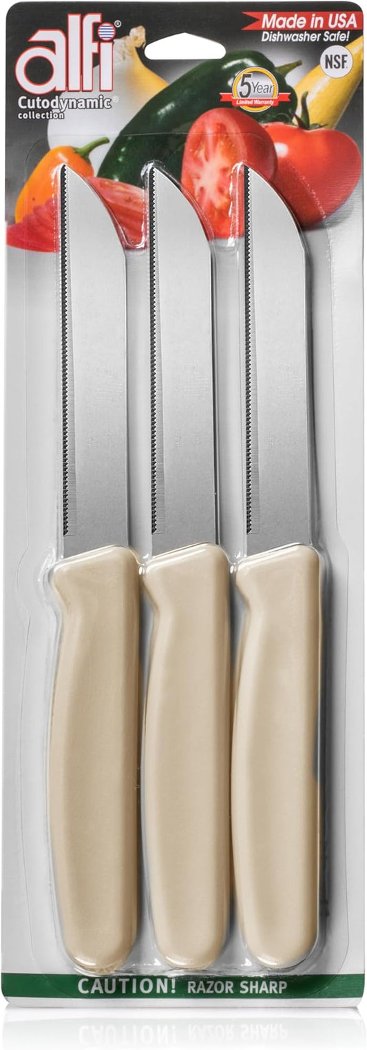 Alfi All-Purpose Knives Aerospace Precision Pointed Tip - Home And Kitchen Supplies - Serrated Steak Knives Set | Made in USA (Ash) by ALFI